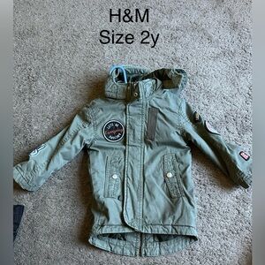 H&M Kids Olive Hooded Jacket with Patches